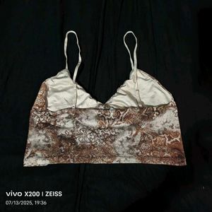 I. Brown Print Crop Top