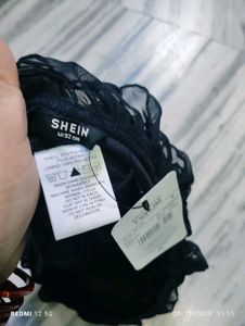 Black Ruffled Bandeau Top