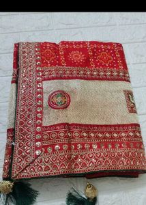 Elegant Red Bandhani Saree