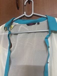 Sheer Colorful Button Down Top