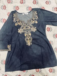 Denim Look Cotton Short Kurti