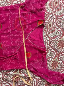 Pink Printed Anarkali Kurta Set | XXL