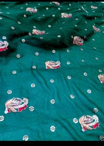 Enchanted Green Designer Saree With Intricate Emb.