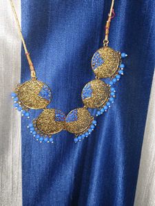 Gold &amp; Blue Indian Jewelry Set