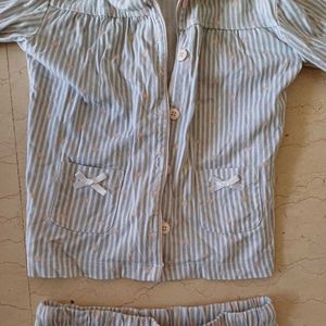 Beautiful Stripes And Heart Pattern Kids Nightsuit