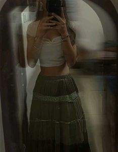 Olive Green Tiered Maxi Skirt