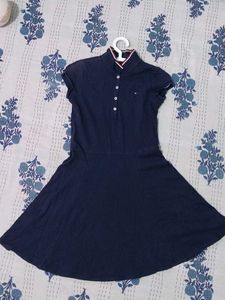 Navy Blue Mini Fit And Flare Dress
