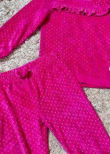Babyhug Velvet Pink Girls Set
