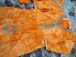 Orange Embellished Salwar Kameez Suit