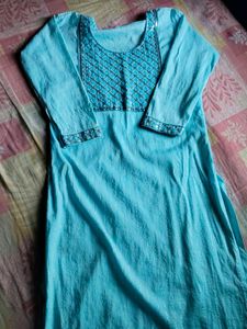 Sky Blue Colour Kurtii With Embroidery Design