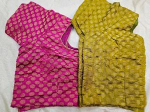 Festive Green & Pink Stitched Blouse
