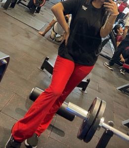 Red Flared Up Pants