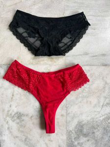 Combo Of Lace Panties - Red &amp; Black