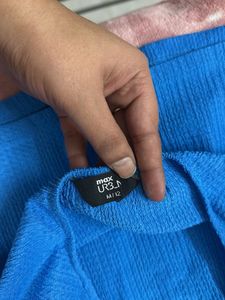 Blue Ribbed Knit Top