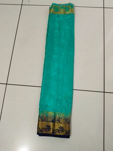 Teal And Blue Tapeta Silk Saree