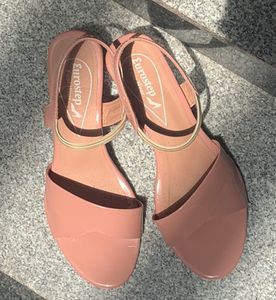 Nude Pink Heels, Off White Beachy Flats