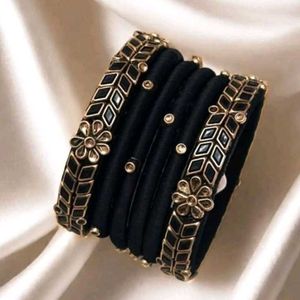 thread bangles with kundan work