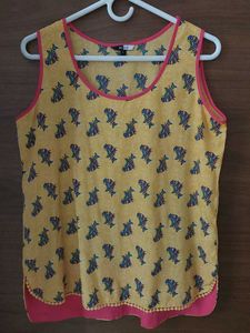 Cute Yellow Printed Top