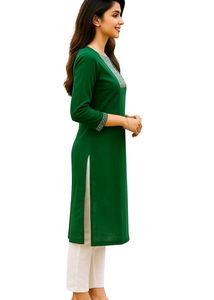 Emerald Green Embroidered Kurti