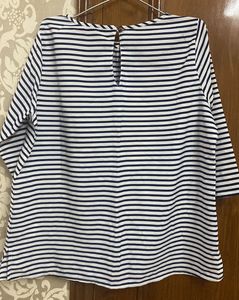 3/4th Sleeves White &amp; Blue Strip Top For Women