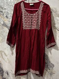 Burgundy Embroidered Tunic