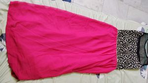 Ethnic Gown Hot Pink Color