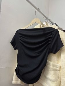 Black Ruched Short Sleeve Top