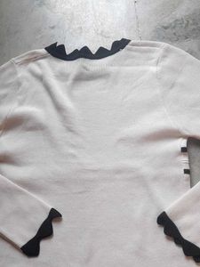 White &amp; Black Trim Knit Top