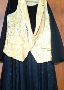 flared gown with sequin jacket