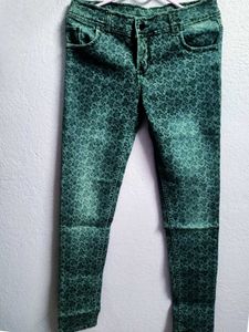 Floral Print Denim Jeans