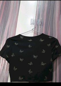 H&amp;m Top Silver Butterfly/ Fit Xs/S, Brand New
