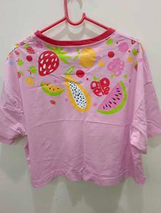 Pink &#34;Hello Summer&#34; Fruit Print Tee