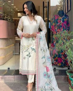 Elegant White Embroidered Salwar Kameez Suit