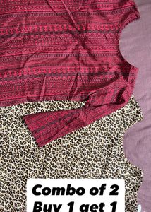 Combo Of 2 Red And Yellow Printed Top