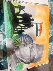 A handmade drawing of netaji and pushpa