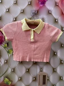 Pink Polo Crop Top