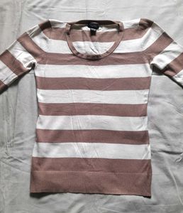 Rue21 Brown & White Striped Sweater Women's Top M