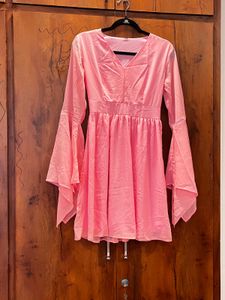 Pink Boho Sleeve Skater Dress