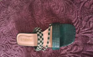 Emerald Green Embellished Heeled Sandals