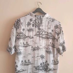 Tropical Print Button-Down Shirt