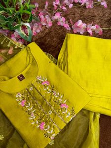 New Lime Mustard Heavy Handwork Suit Set