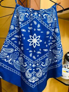 Blue Bandana Print Halter Top