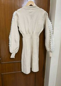 Korean Lace Trim Knit Dress