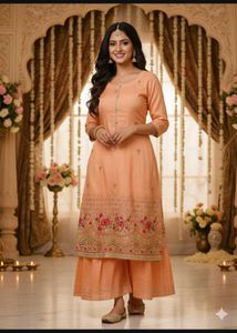 Peach Kurta garara Set