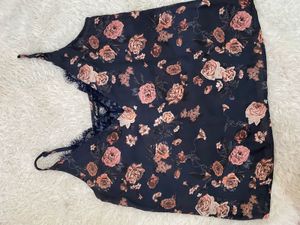 Floral Lace Trim Cami Top