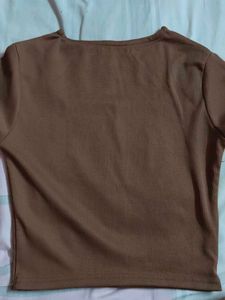 Square Neck Brown Top