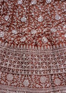 Coffee Colour Net Lahenga