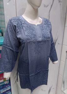 Lakhnavi Hand Embroidery Short Kurti