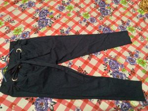 Black Tie-Waist Pants