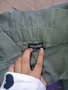Olive Green High-Waisted Pants